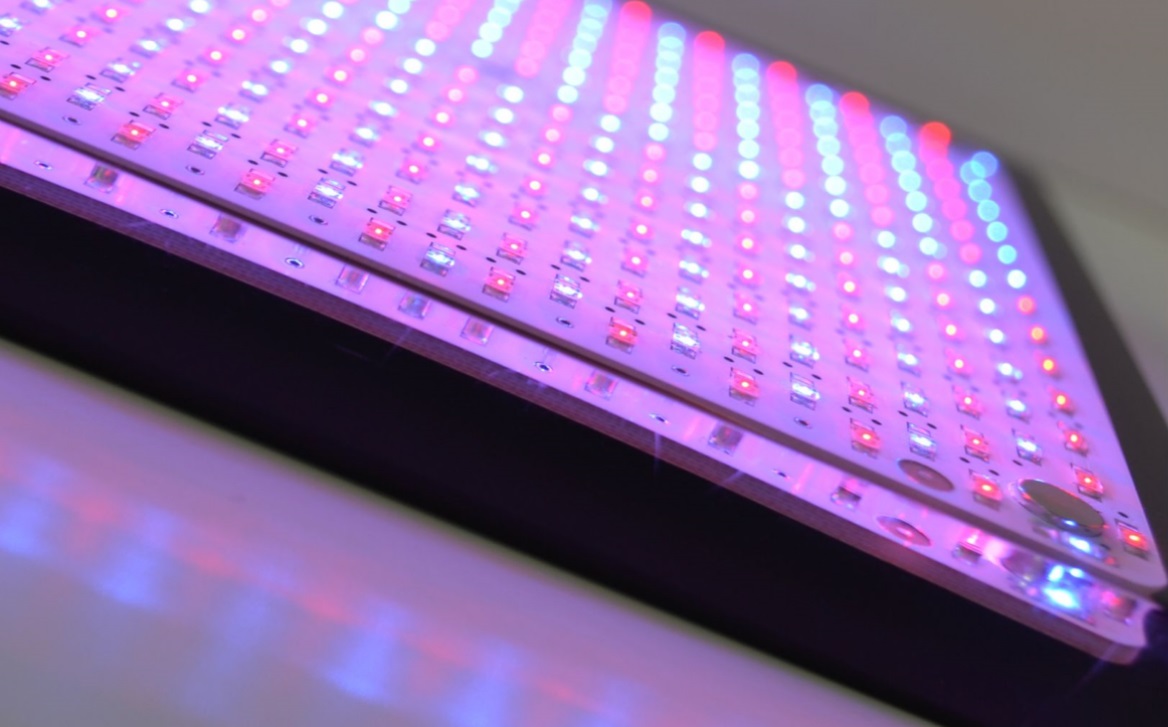 Purple and red LED light tile